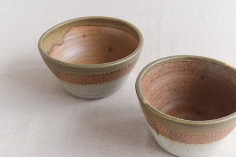 Vintage Pair of Small Rustic Studio Pottery Bowls