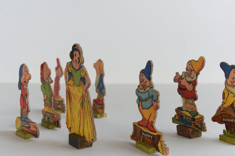 Rare Vintage Disney's Snow White and the Seven Dwarfs Cardboard Cut Out Figurines
