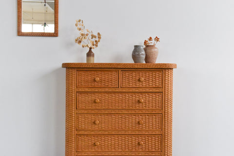 Vintage Rattan Chest of Drawers