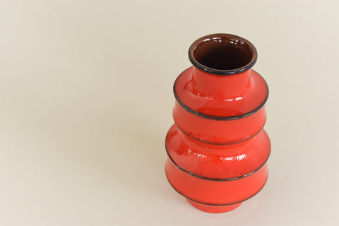 Vintage Red West German Scheurich Keramik Pagoda Vase 267-25