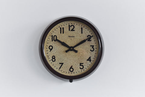 Vintage Round Bakelite Wall Clock by Genalex