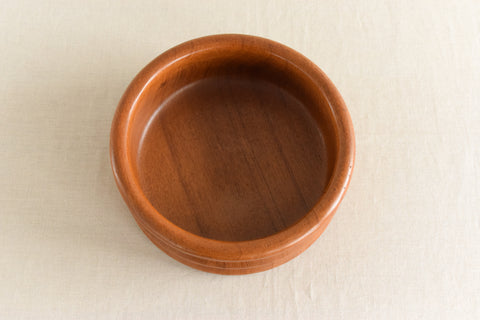 Vintage Rustic Hand Turned Ribbed Wooden Bowl