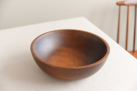 Vintage Rustic Mid-Century Hand Turned Wooden Fruit Bowl