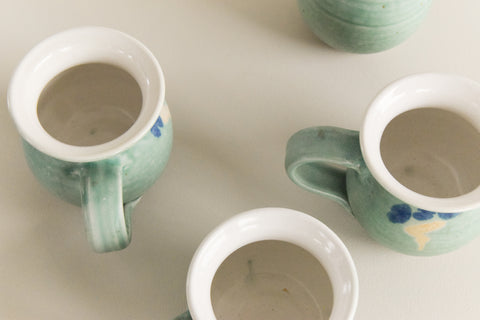 Vintage Set of 4 Small Studio Pottery Ceramic Mugs