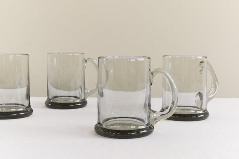 Vintage Set of Four Danish Holmegaard Per Lütken Smoke Glass Beer Mugs