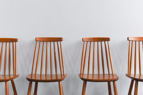 Vintage Set of Four Mid Century Beech Dining Tellus Chairs by IKEA