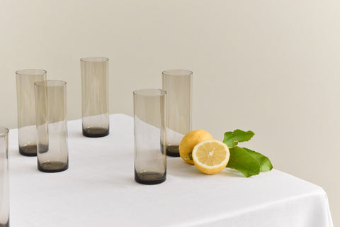 Vintage Set of Six Danish Holmegaard Per Lütken Smoke Glass Drinking Glasses