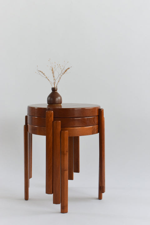 Vintage Set of Three Danish Stackable Side Tables by Møbelfabrikken Toften
