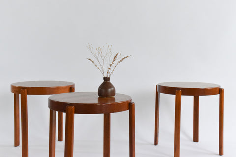 Vintage Set of Three Danish Stackable Side Tables by Møbelfabrikken Toften