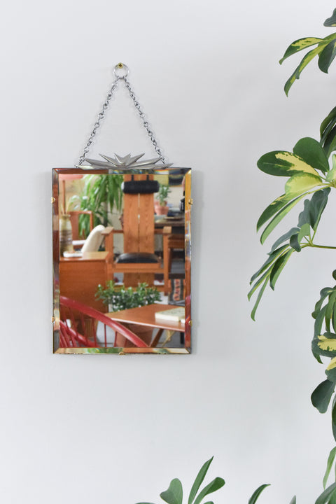 Vintage Small Frameless Bevelled Mirror