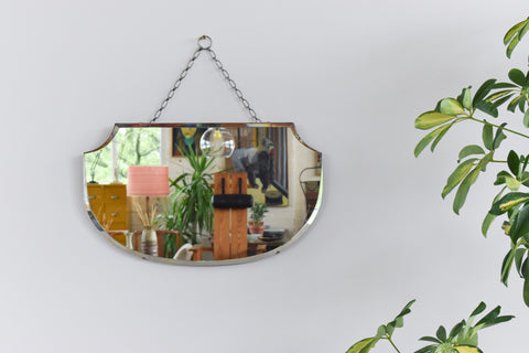 Vintage Small Frameless Bevelled Mirror