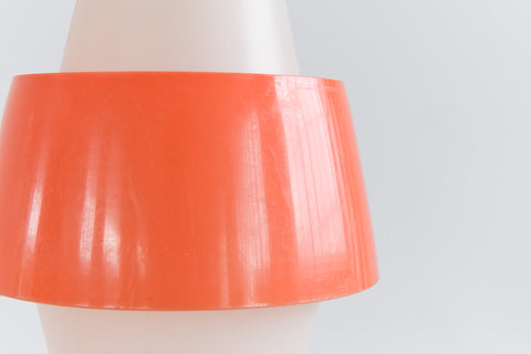 Vintage Small Plastic Orange and White Pendant Shade