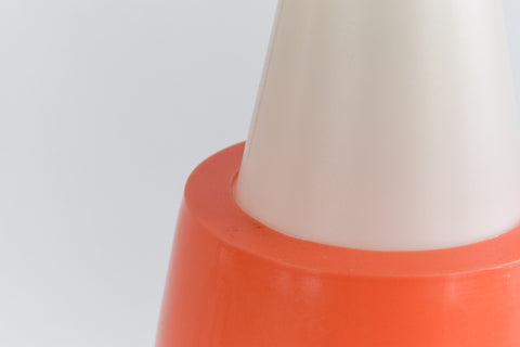 Vintage Small Plastic Orange and White Pendant Shade