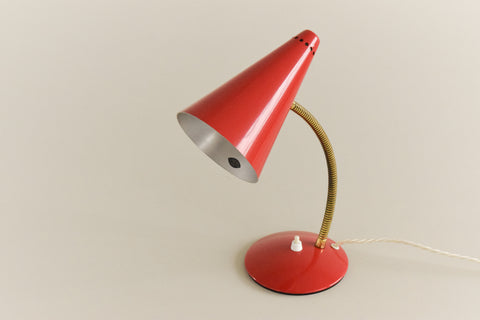 Vintage Small Red Gooseneck Desk Lamp
