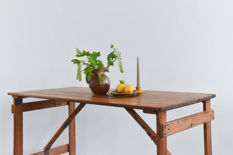 Vintage Small Rustic Wooden Folding Trestle Table