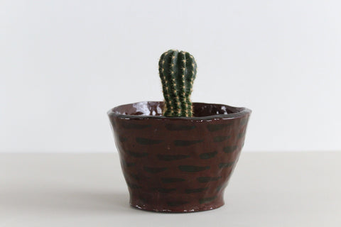 Vintage Small Studio Pottery Patterned Plant Pot