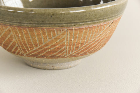 Vintage Studio Pottery Bowl with Sgraffito Pattern