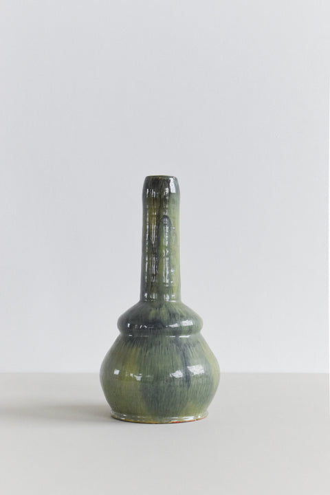 Vintage Tall Green Studio Pottery Sculptural Vessel