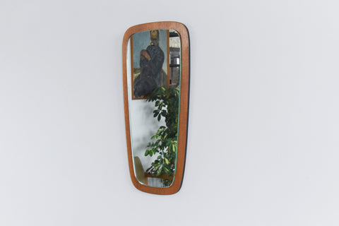 Vintage Teak Curved Float Mounted Wall Mirror by Adams Mirrors