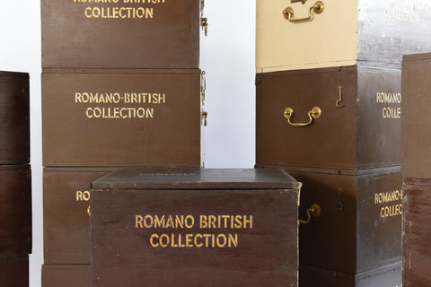 Vintage Wooden Ex-Museum of Carlisle Romano British Collection Storage Box