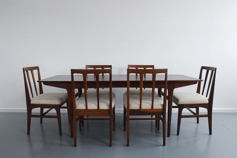 Vintage A. Younger LTD Afromosia Fornesca Large Dining Table and Six Chairs
