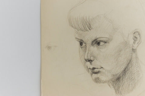 Vintage 1954 Original Female Pencil Life Drawing Portrait by Robert Arthur Bramwell