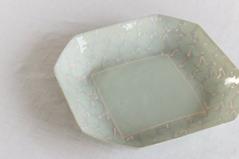 Vintage Contemporary 1980s Ceramic Studio Pottery Octagonal Serving Bowl / Platter