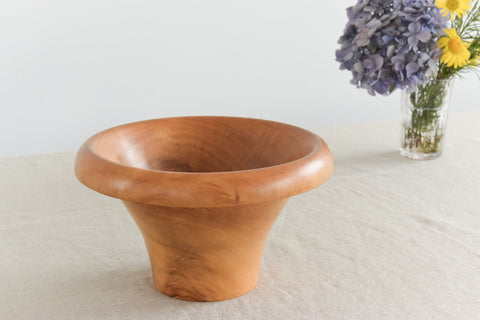 Vintage Rustic Hand Turned Wooden Lipped Fruit Bowl by John Holt