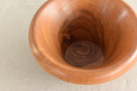 Vintage Rustic Hand Turned Wooden Lipped Fruit Bowl by John Holt