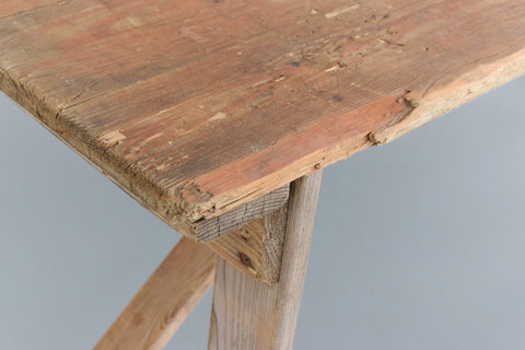 Vintage Rustic Wooden Folding Trestle Table