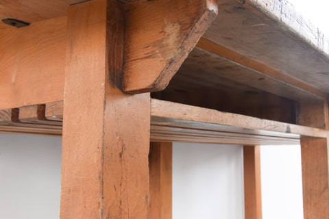 Vintage Large Wooden School Desk with Sloped Top