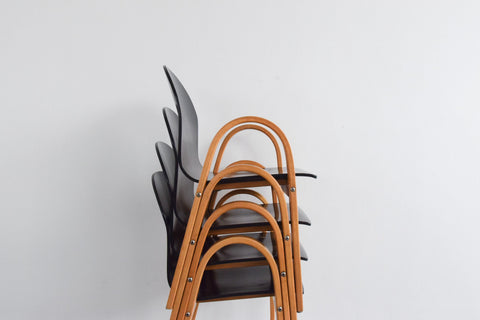 Vintage Set of Four Danish Hyllinge Mobler Plywood Chairs