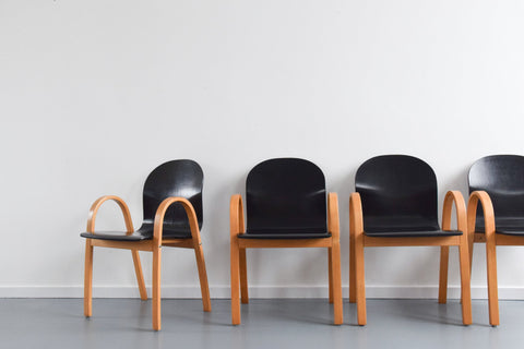 Vintage Set of Four Danish Hyllinge Mobler Plywood Chairs