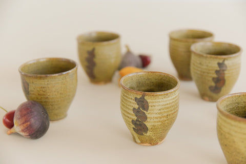 Vintage Small Studio Pottery Ceramic Cups Set of Six