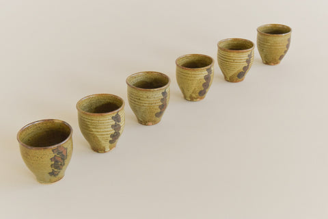 Vintage Small Studio Pottery Ceramic Cups Set of Six