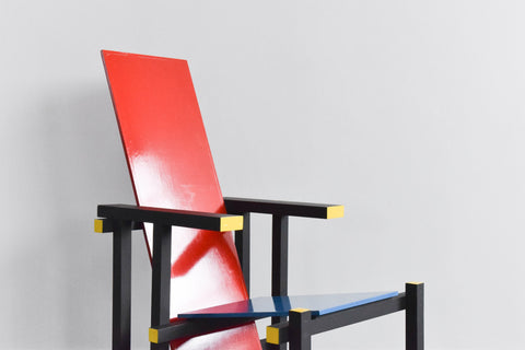 Vintage Reproduction Gerrit Rietveld Style Red and Blue Chair