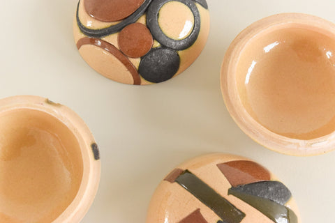 Vintage Pair of Ceramic Studio Pottery Trinket Boxes