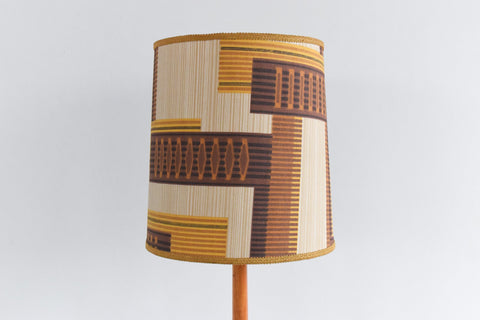Vintage Teak Standing Lamp with Patterned Shade