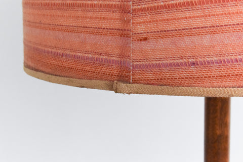 Vintage Teak Standing Lamp with Orange and Pink Wool Textured Shade
